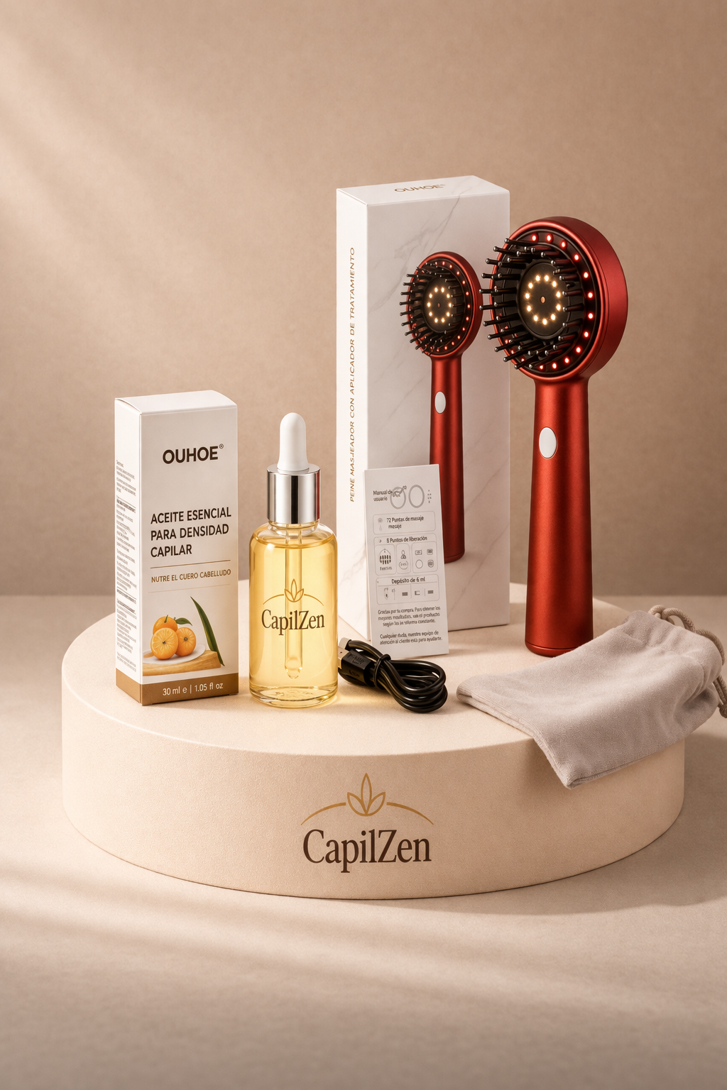 Hair Massager with 630nm Red Light for Hair Loss and Growth